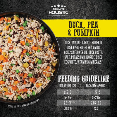 Absolute Holistic Grain Free - Home Cooked Recipe Duck, Peas & Pumkin Dog Food